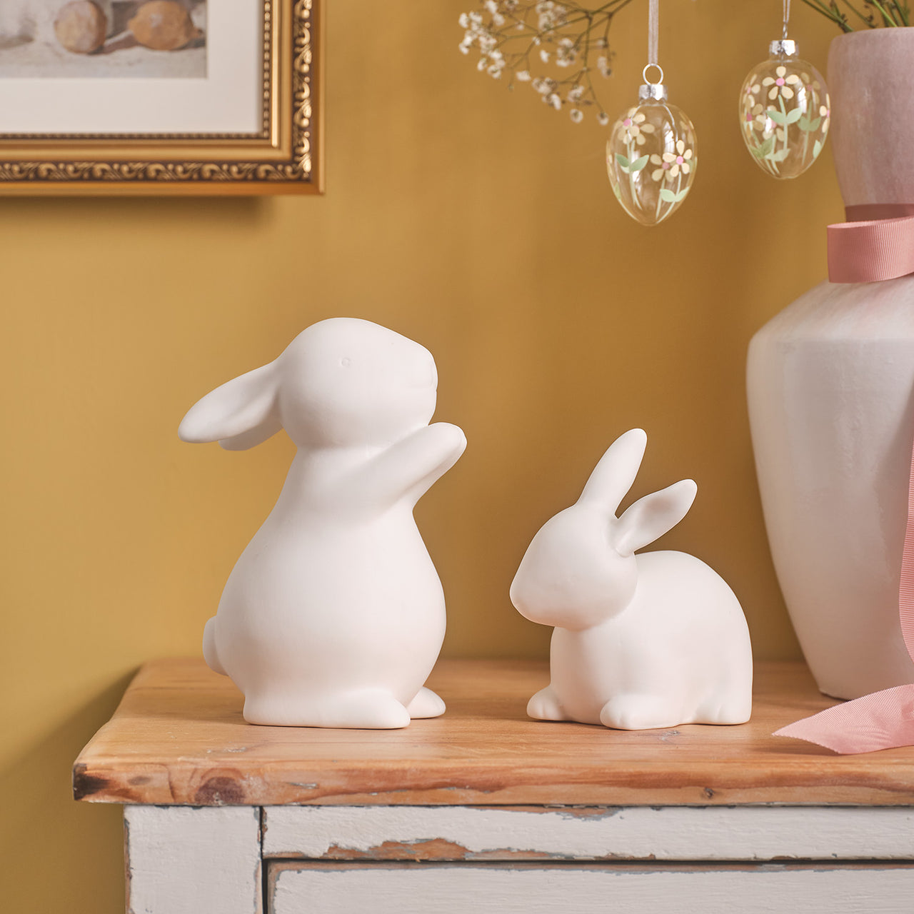 2 Lapins Lumineux LED en Céramique