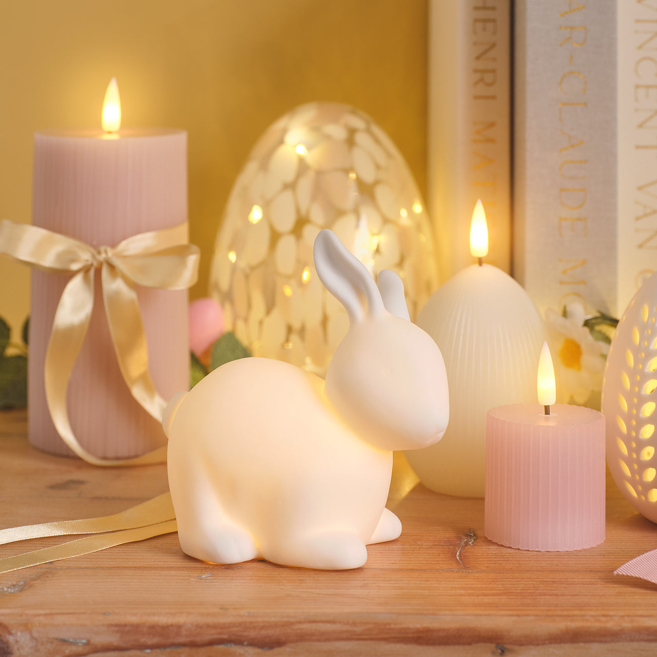 2 Lapins Lumineux LED en Céramique