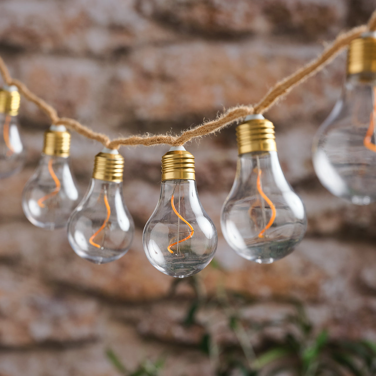 Guirlande Guinguette à 10 Ampoules Transparentes sur Corde Naturelle