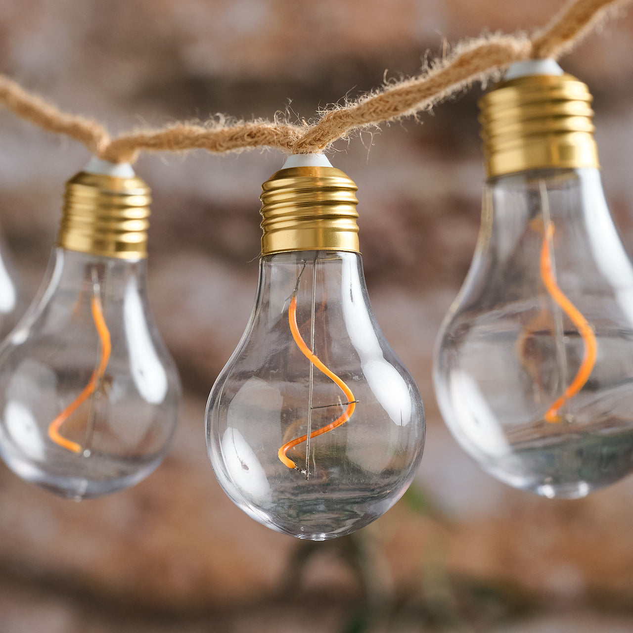 Guirlande Guinguette à 10 Ampoules Transparentes sur Corde Naturelle