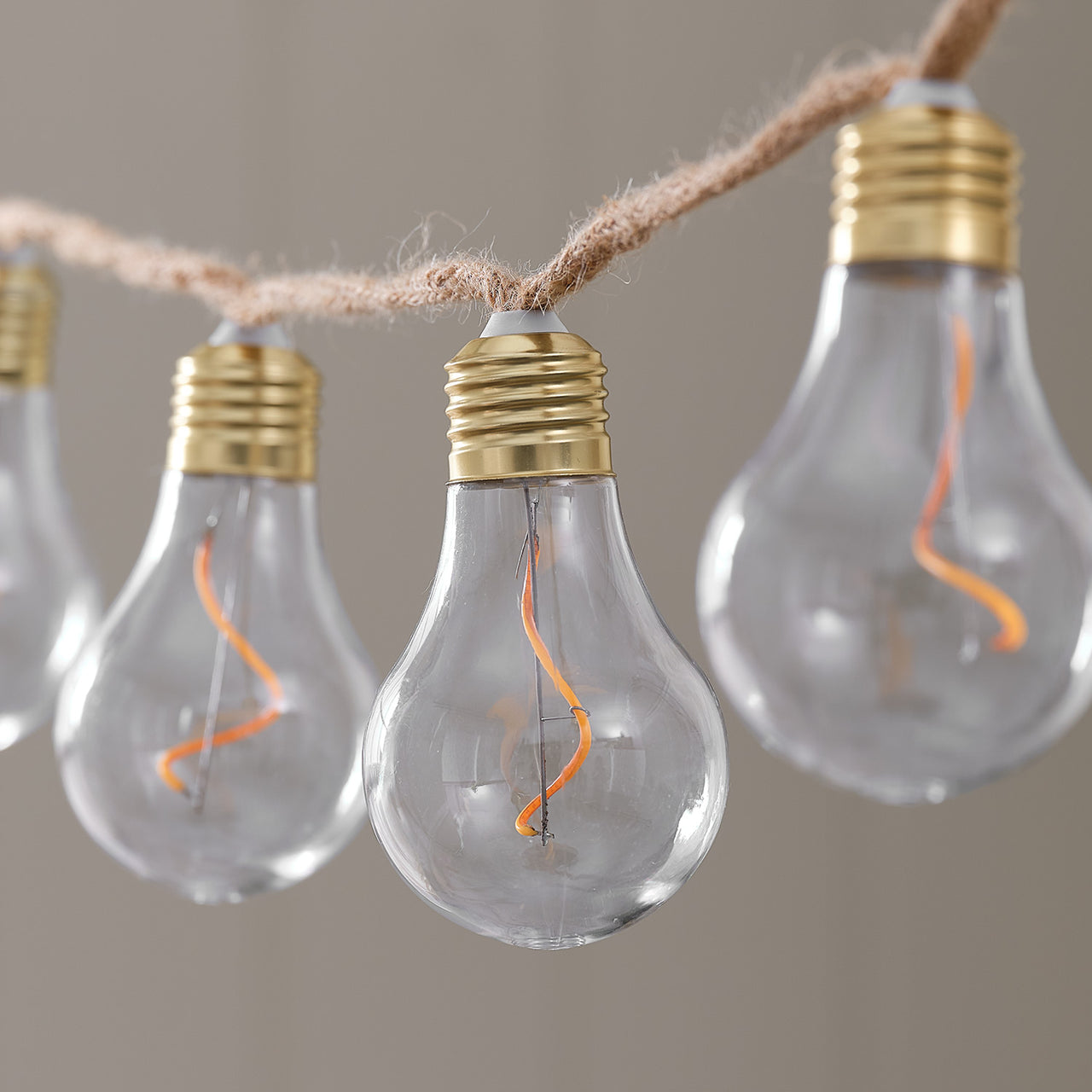 Guirlande Guinguette à 10 Ampoules Transparentes sur Corde Naturelle