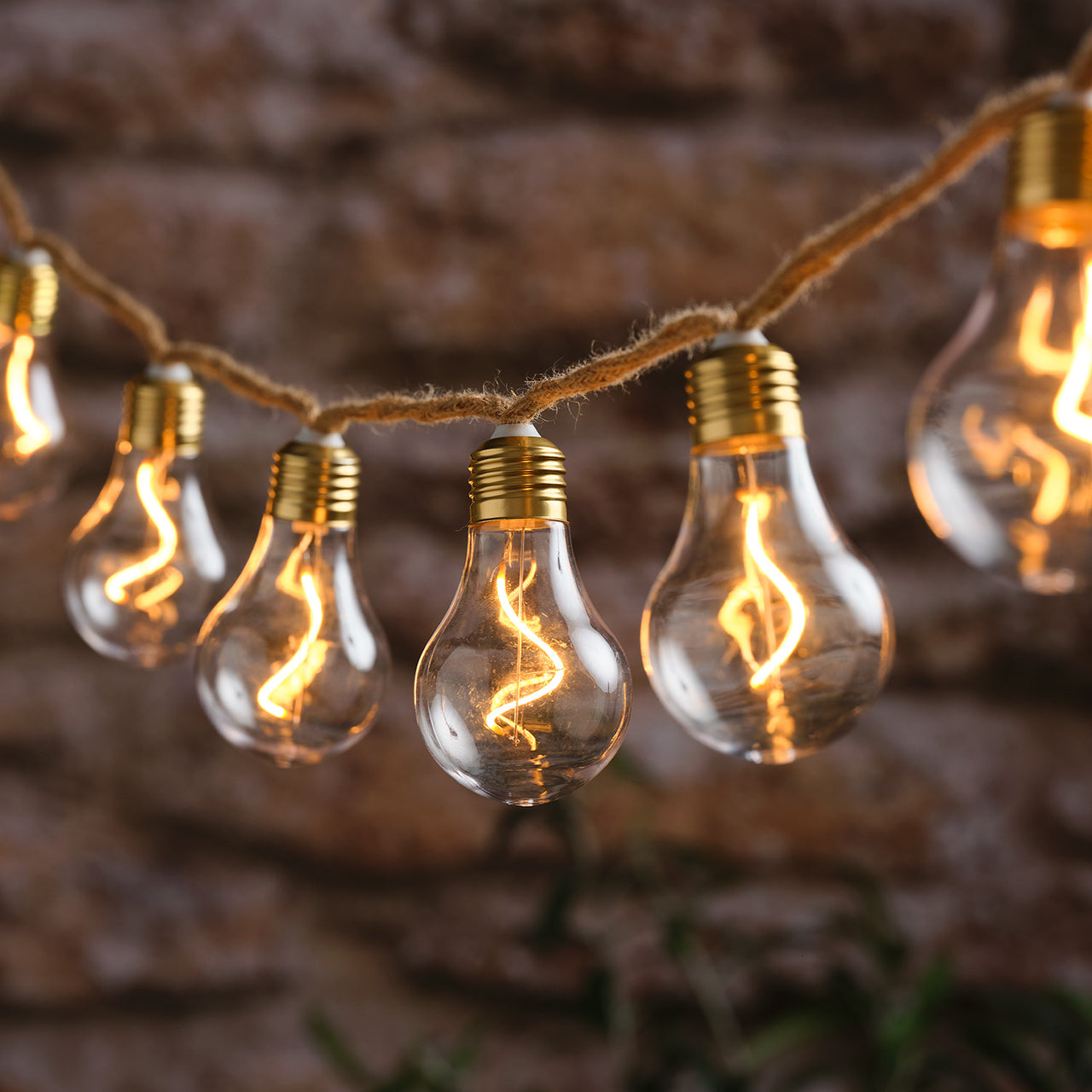 Guirlande Guinguette à 10 Ampoules Transparentes sur Corde Naturelle