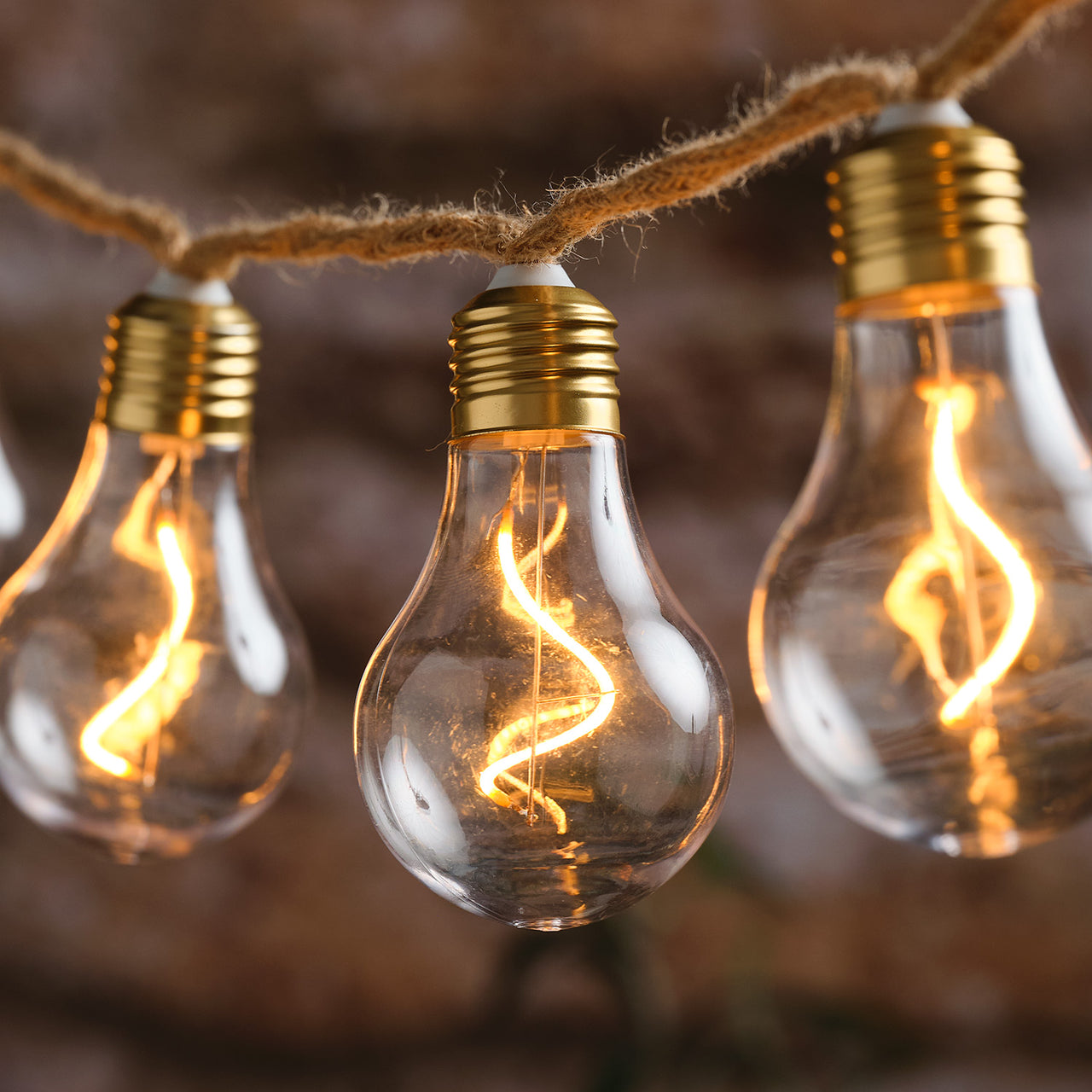 Guirlande Guinguette à 10 Ampoules Transparentes sur Corde Naturelle