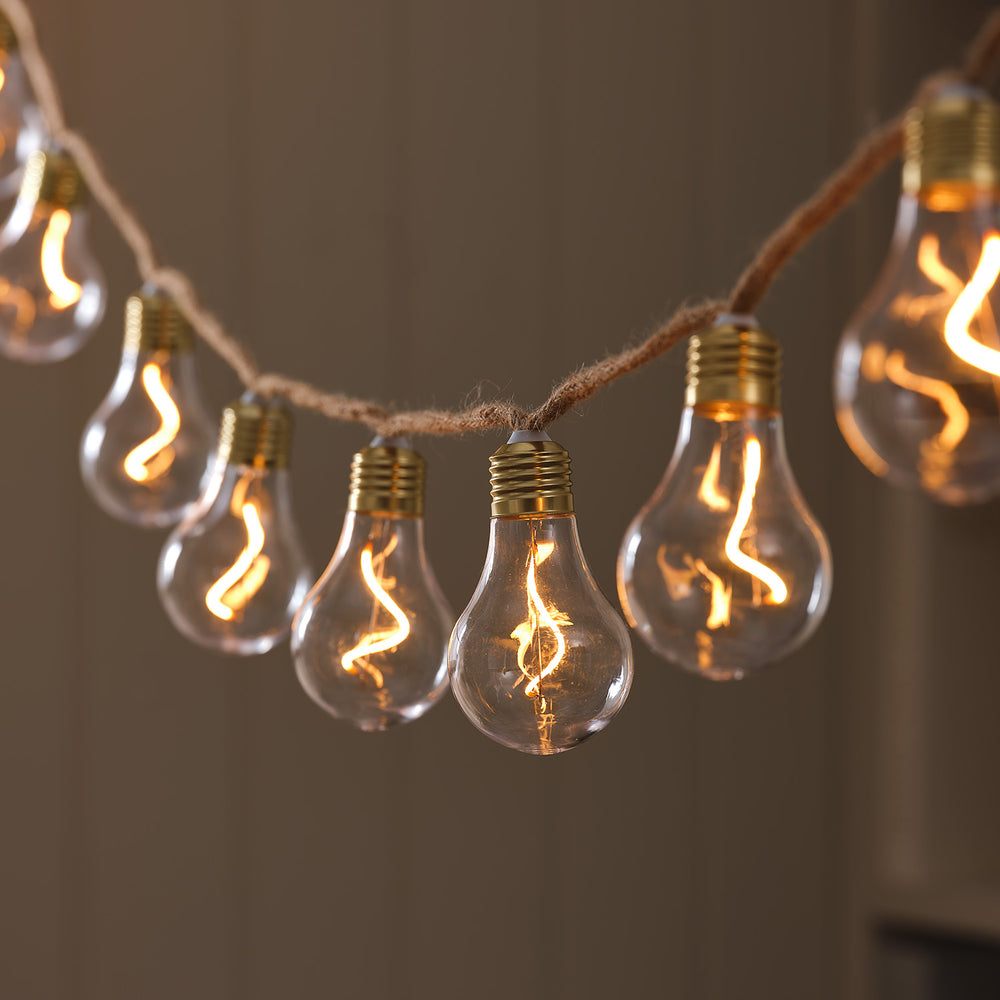 Guirlande Guinguette à 10 Ampoules Transparentes sur Corde Naturelle