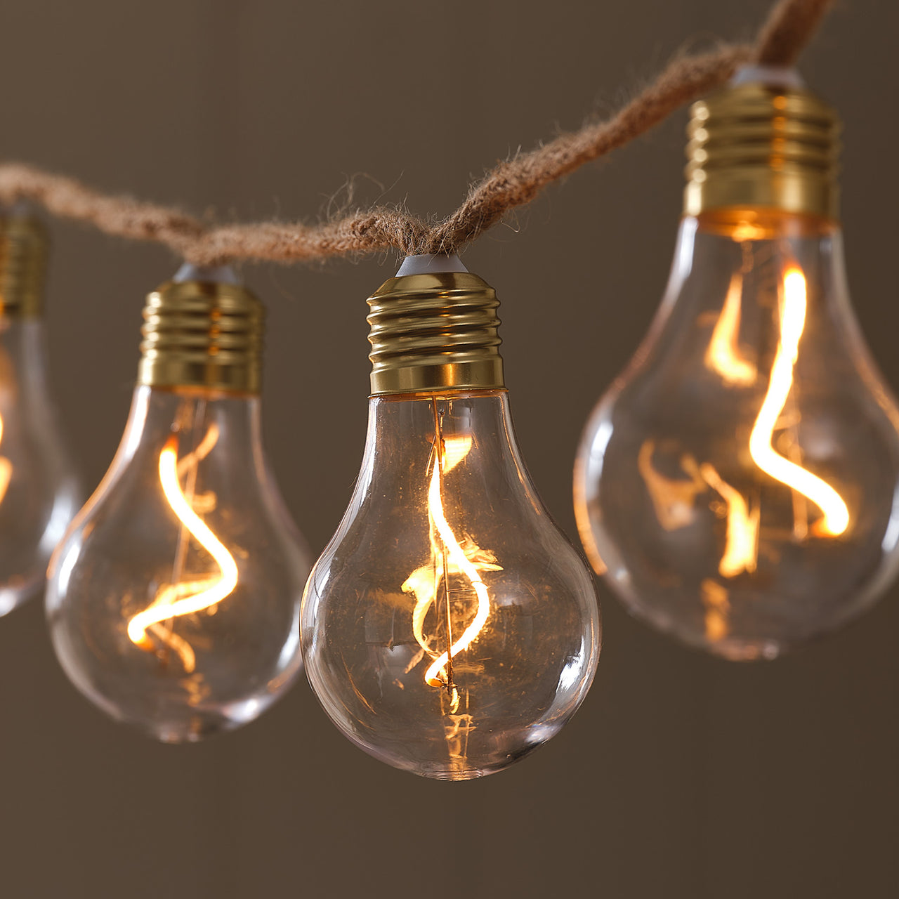 Guirlande Guinguette à 10 Ampoules Transparentes sur Corde Naturelle