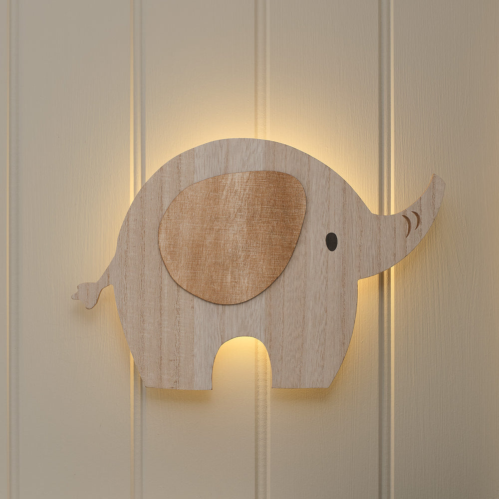 Lot de 2 Appliques Murales Enfant Lune et Petit Éléphant