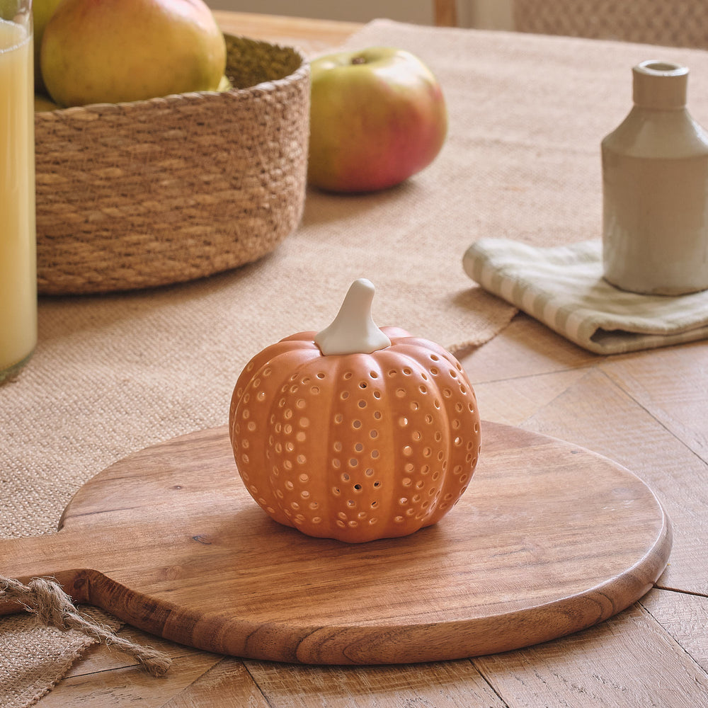 Citrouille Lumineuse en Porcelaine Peinte