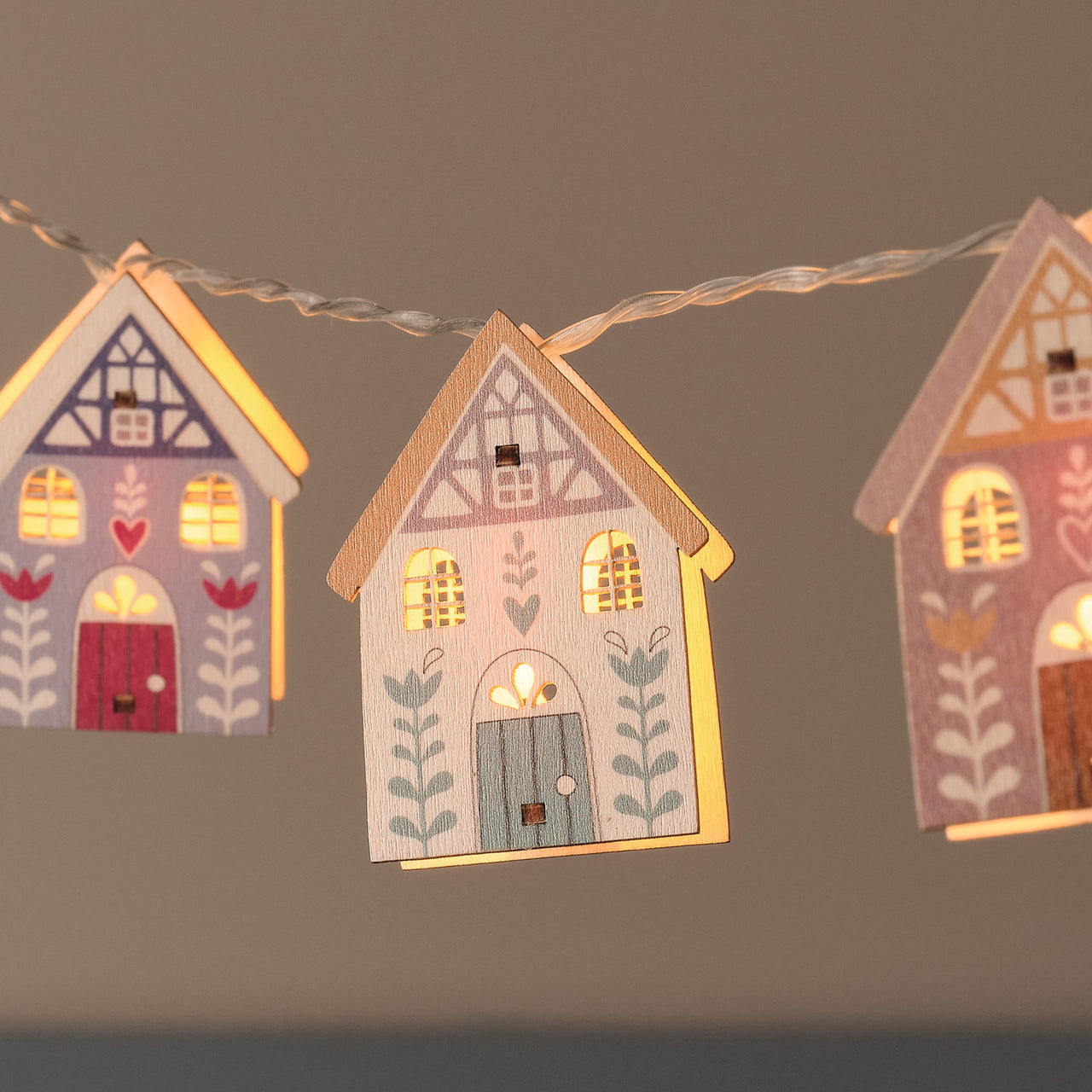 Guirlande Lumineuse à 10 Maisons en Bois Automnales