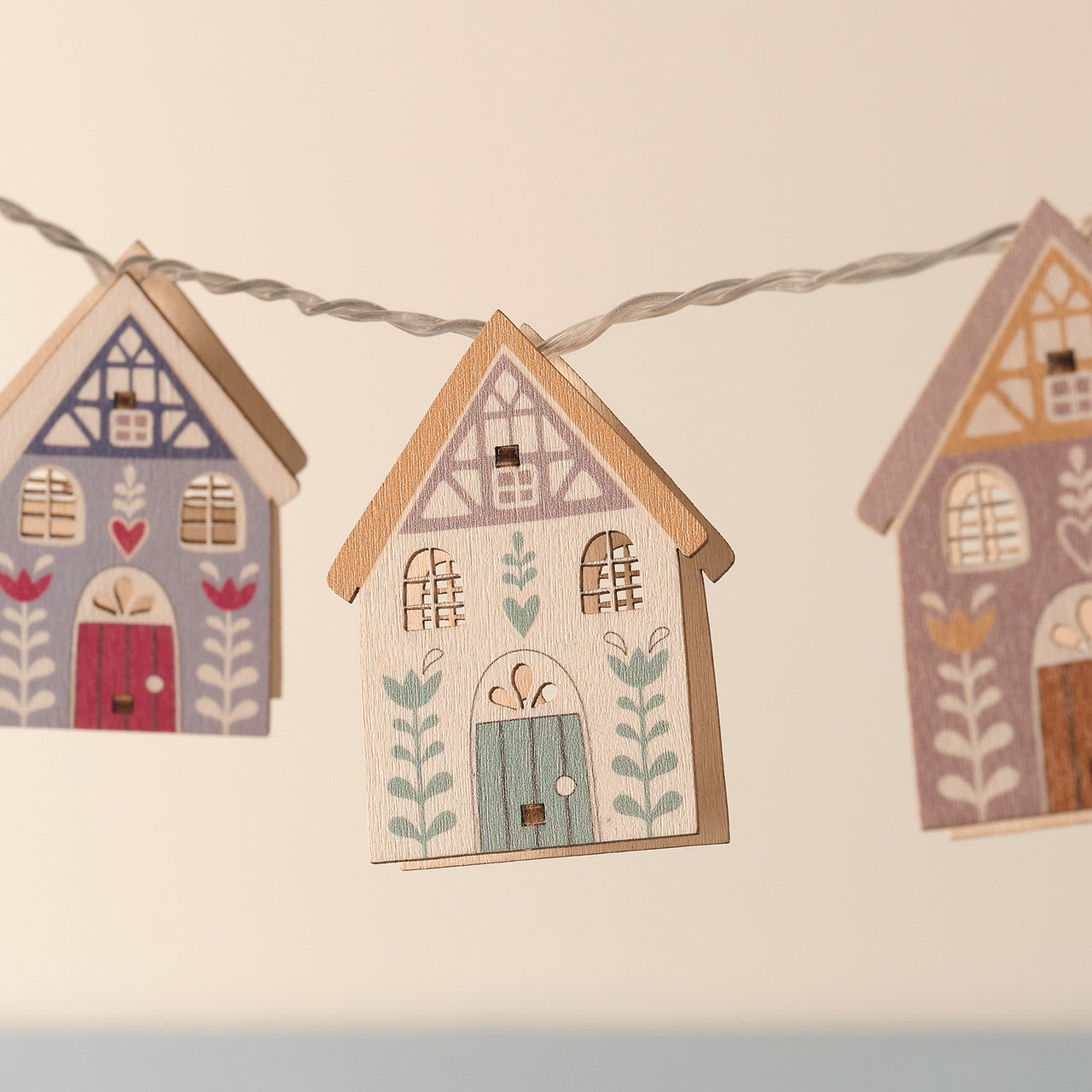 Guirlande Lumineuse à 10 Maisons en Bois Automnales