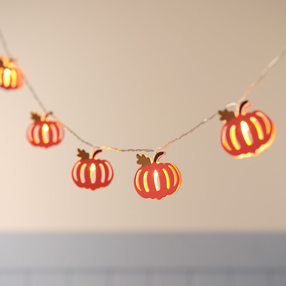 Guirlande Lumineuse à 10 Citrouilles Automnales en Bois