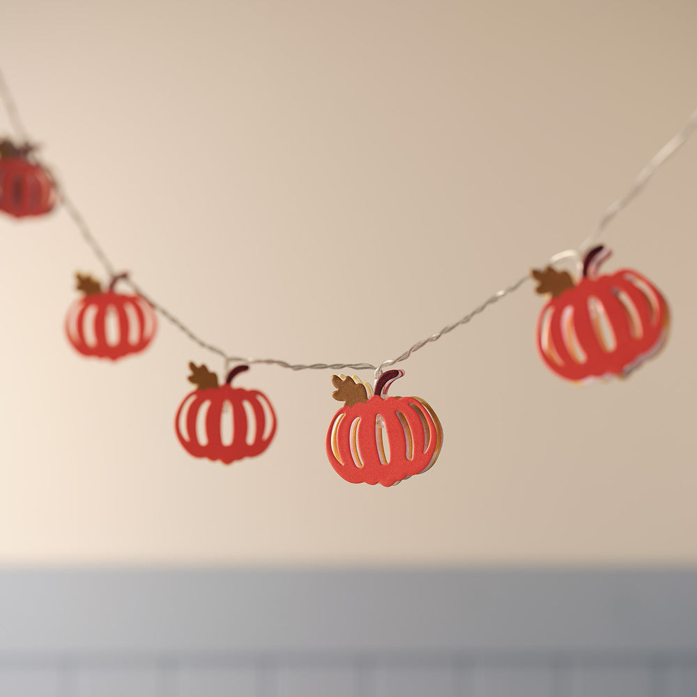 Guirlande Lumineuse à 10 Citrouilles Automnales en Bois