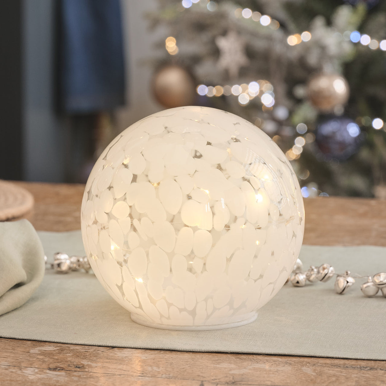 Globe en Verre Confetti Lumineux à LED Blanc Chaud - Grand