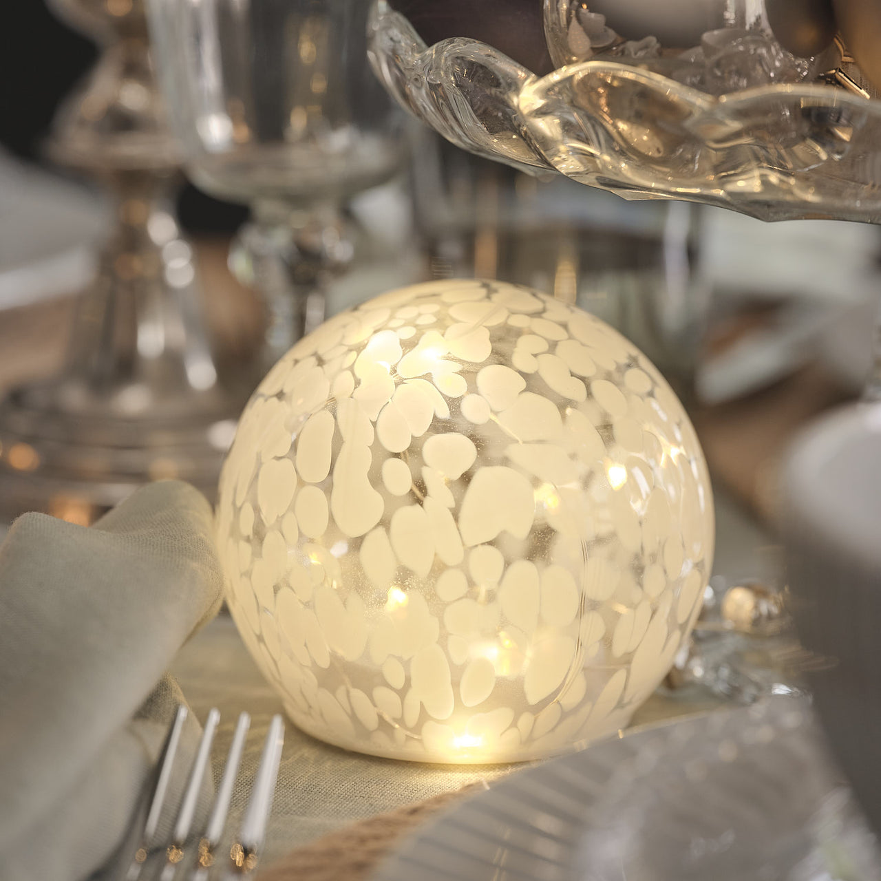 Globe en Verre Confetti Lumineux à LED Blanc Chaud - Moyen