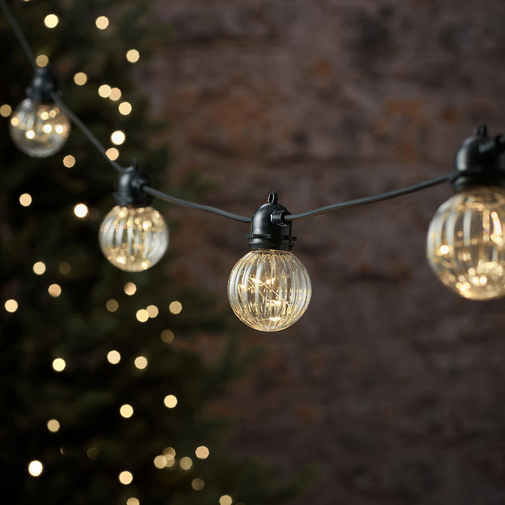 Guirlande Guinguette Micro LED d’Extérieur à 10 Globes Cannelés