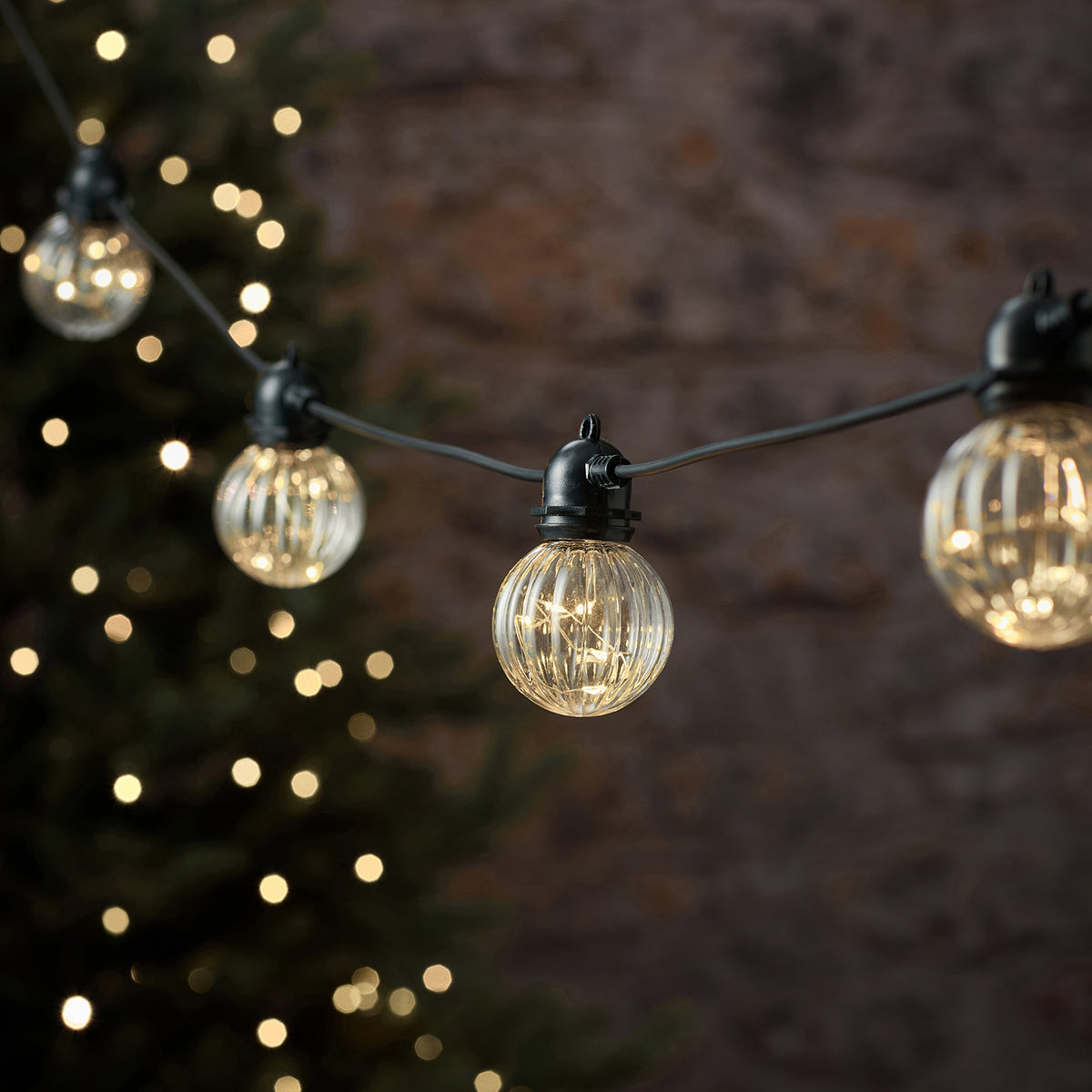Guirlande Guinguette Micro LED d’Extérieur à 10 Globes Cannelés