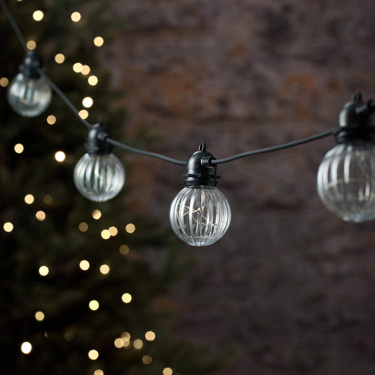 Guirlande Guinguette Micro LED d’Extérieur à 10 Globes Cannelés