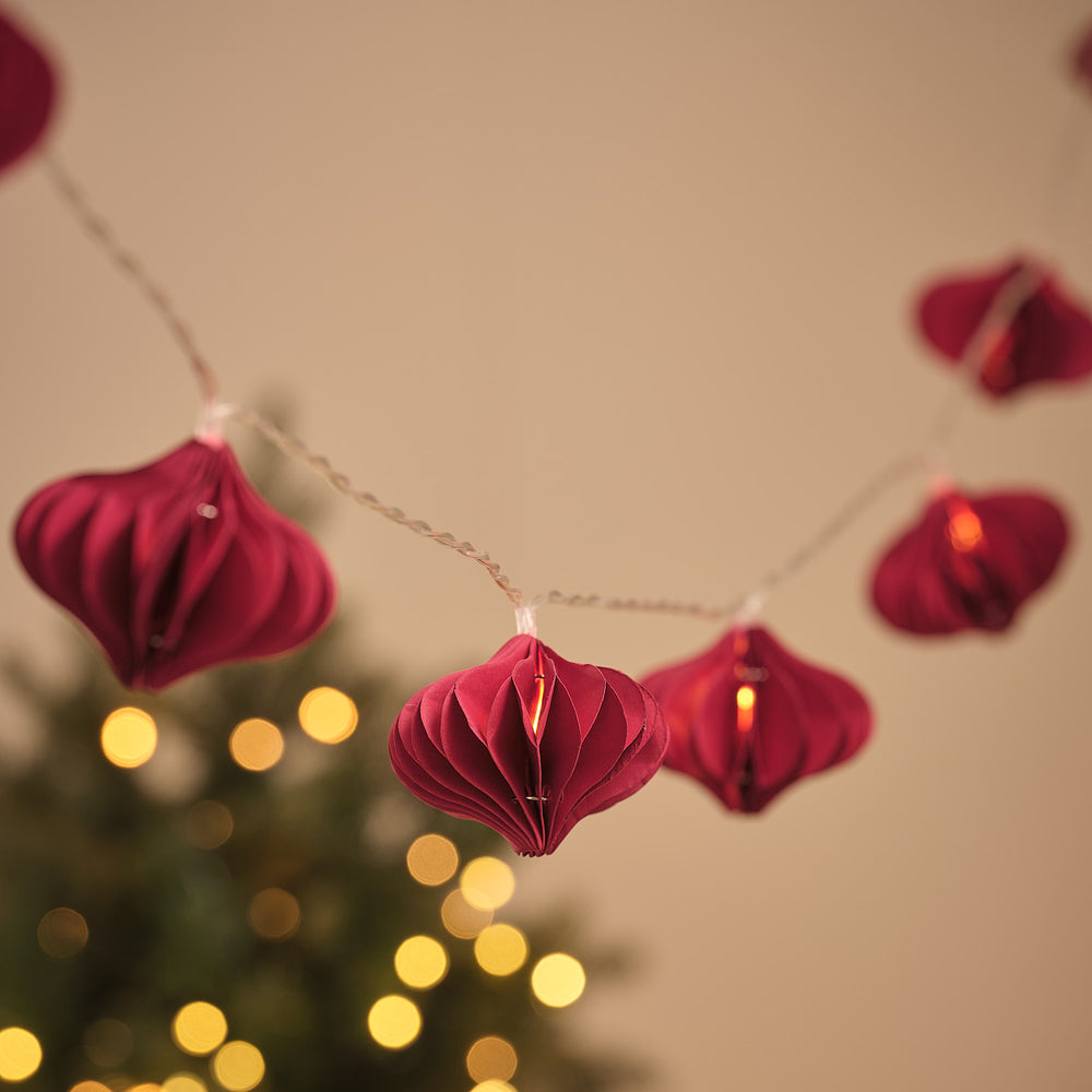 Guirlande Lumineuse à 10 Boules de Noël en Papier