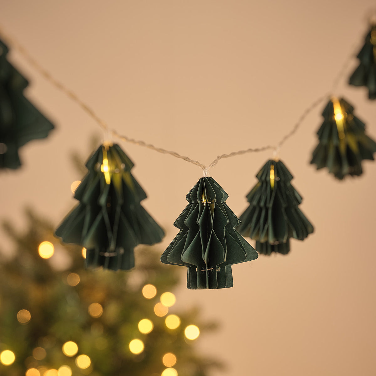 Guirlande Lumineuse à 10 Sapins de Noël en Papier