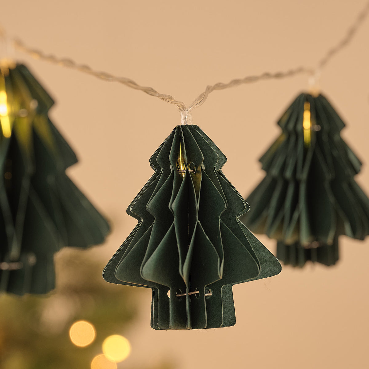 Guirlande Lumineuse à 10 Sapins de Noël en Papier