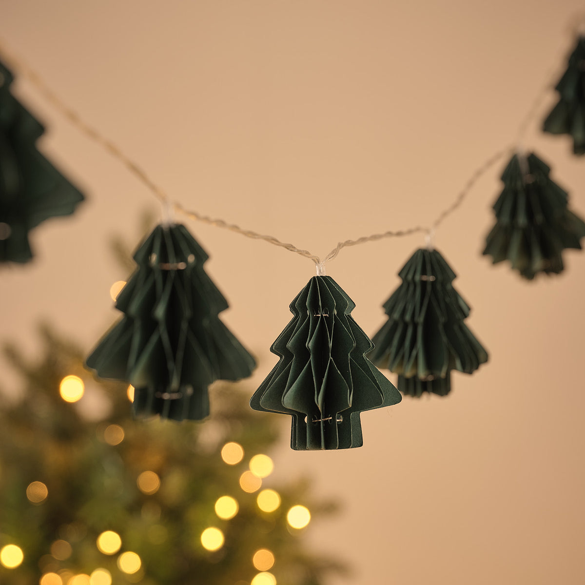 Guirlande Lumineuse à 10 Sapins de Noël en Papier