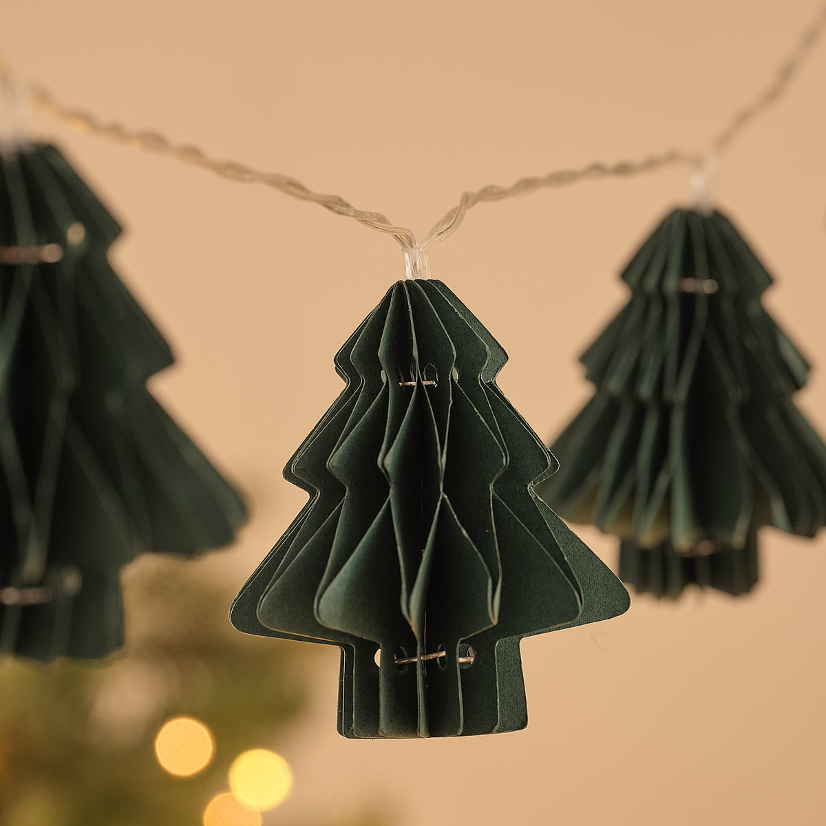 Guirlande Lumineuse à 10 Sapins de Noël en Papier