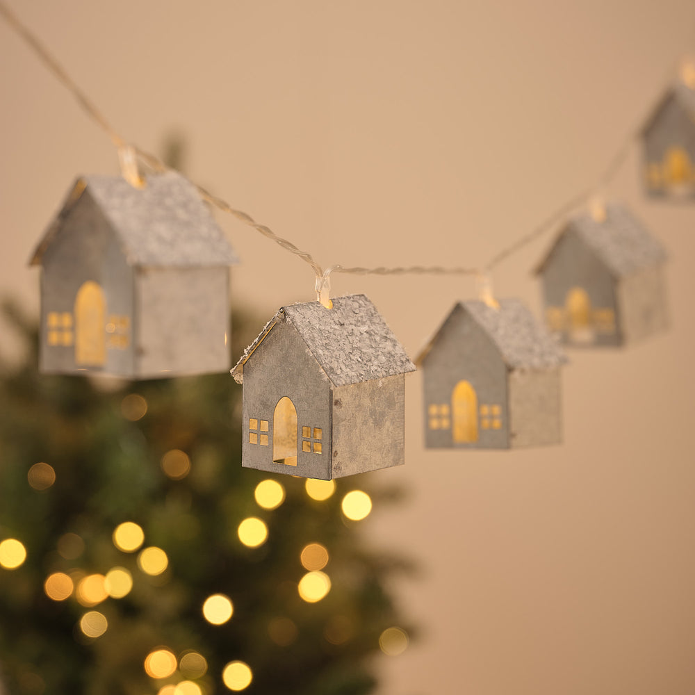 Guirlande Lumineuse à 10 Chalets Effet Givré