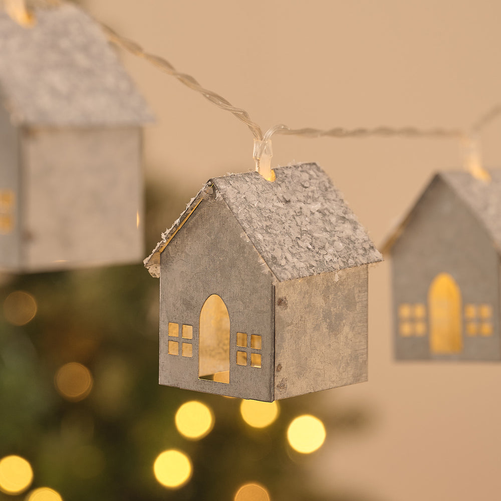 Guirlande Lumineuse à 10 Chalets Effet Givré