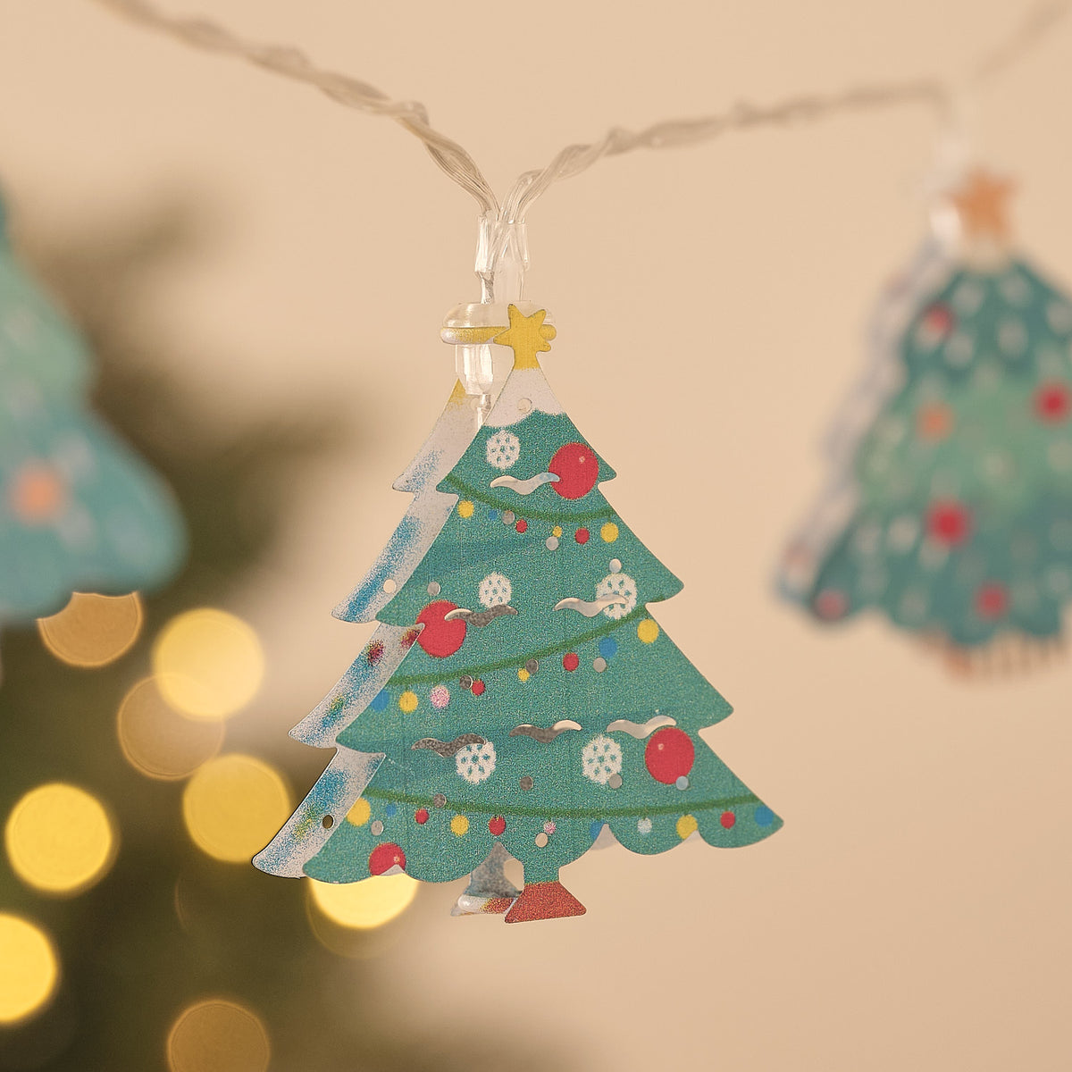 Guirlande Lumineuse à 10 Sapins de Noël en Métal