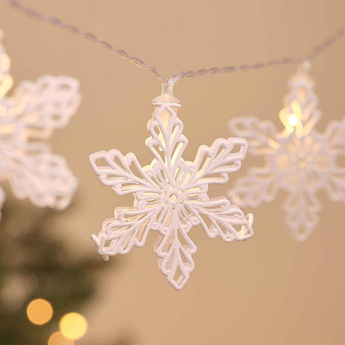 Guirlande Lumineuse à 20 Flocons en Métal