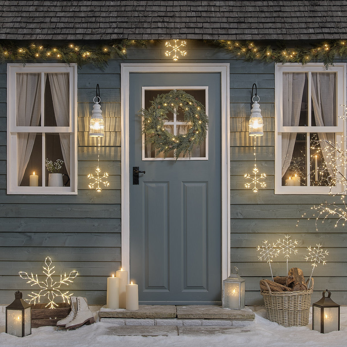 Lot de 3 Piquets de Jardin Flocons Blancs à Micro LED
