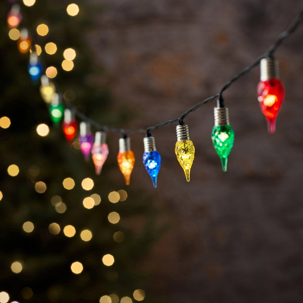 Guirlande Lumineuse Vintage d’Extérieur à 50 Gouttes Facettées Multicolores