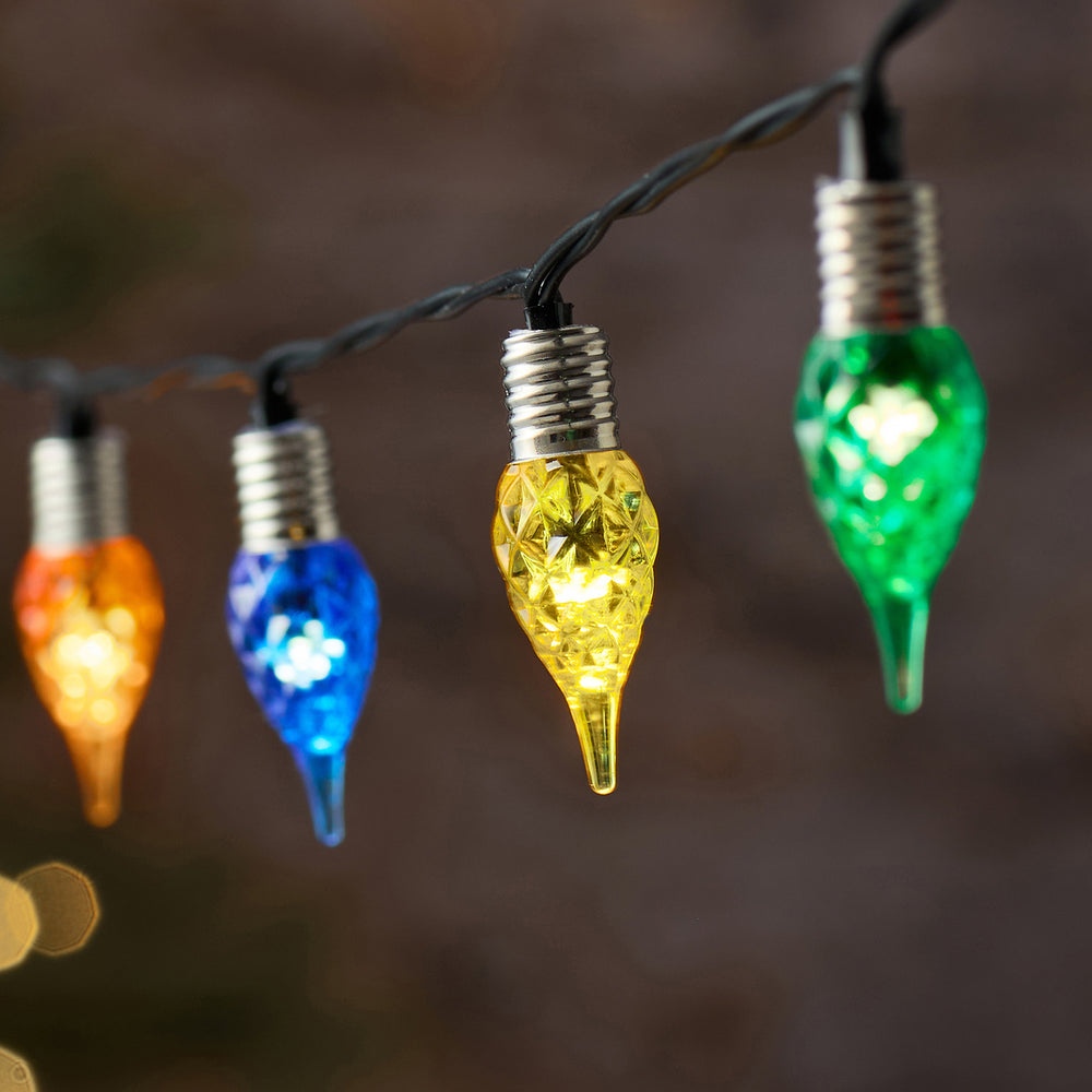 Guirlande Lumineuse Vintage d’Extérieur à 50 Gouttes Facettées Multicolores