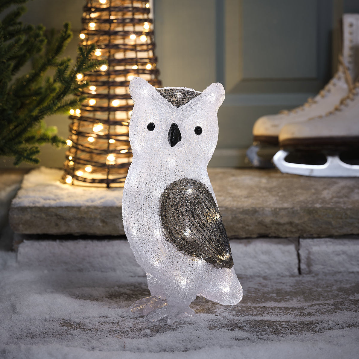 Hibou Lumineux Ollie de 30 cm en Acrylique à LED Bicolores