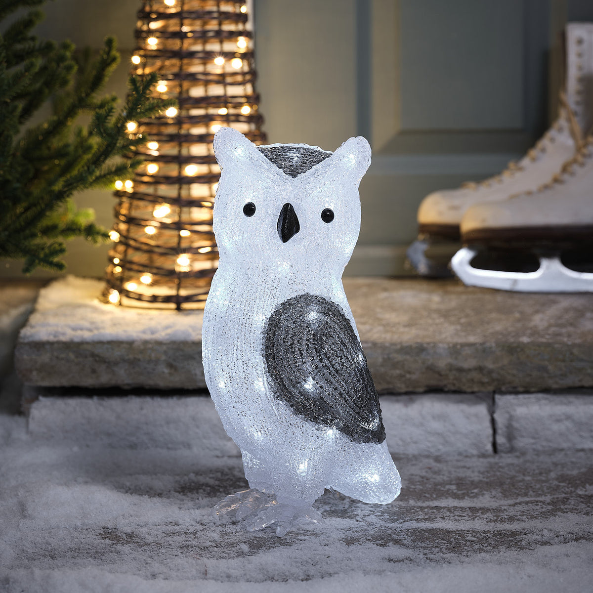 Hibou Lumineux Ollie de 30 cm en Acrylique à LED Bicolores