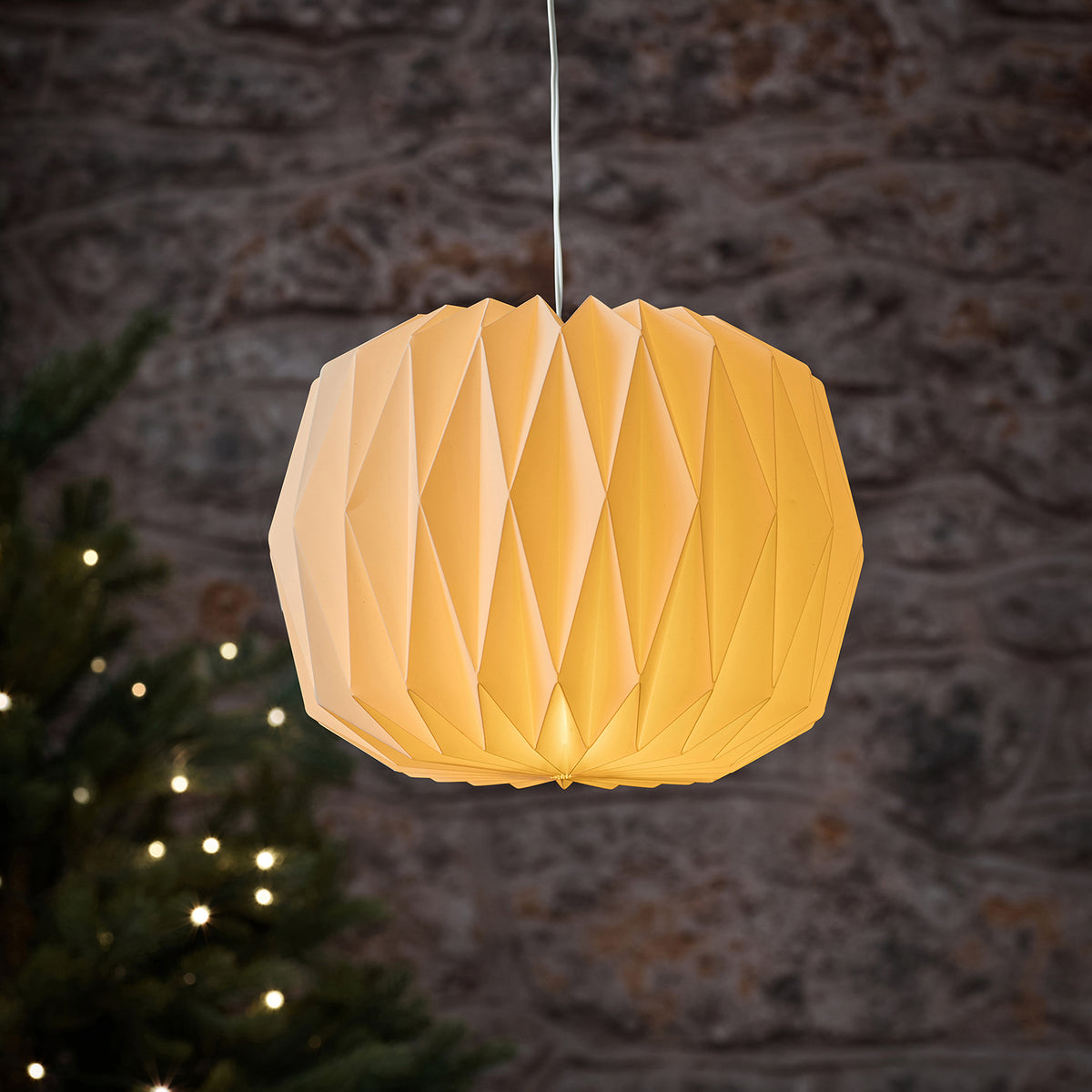Suspension Lumineuse en Papier d’Extérieur à Piles