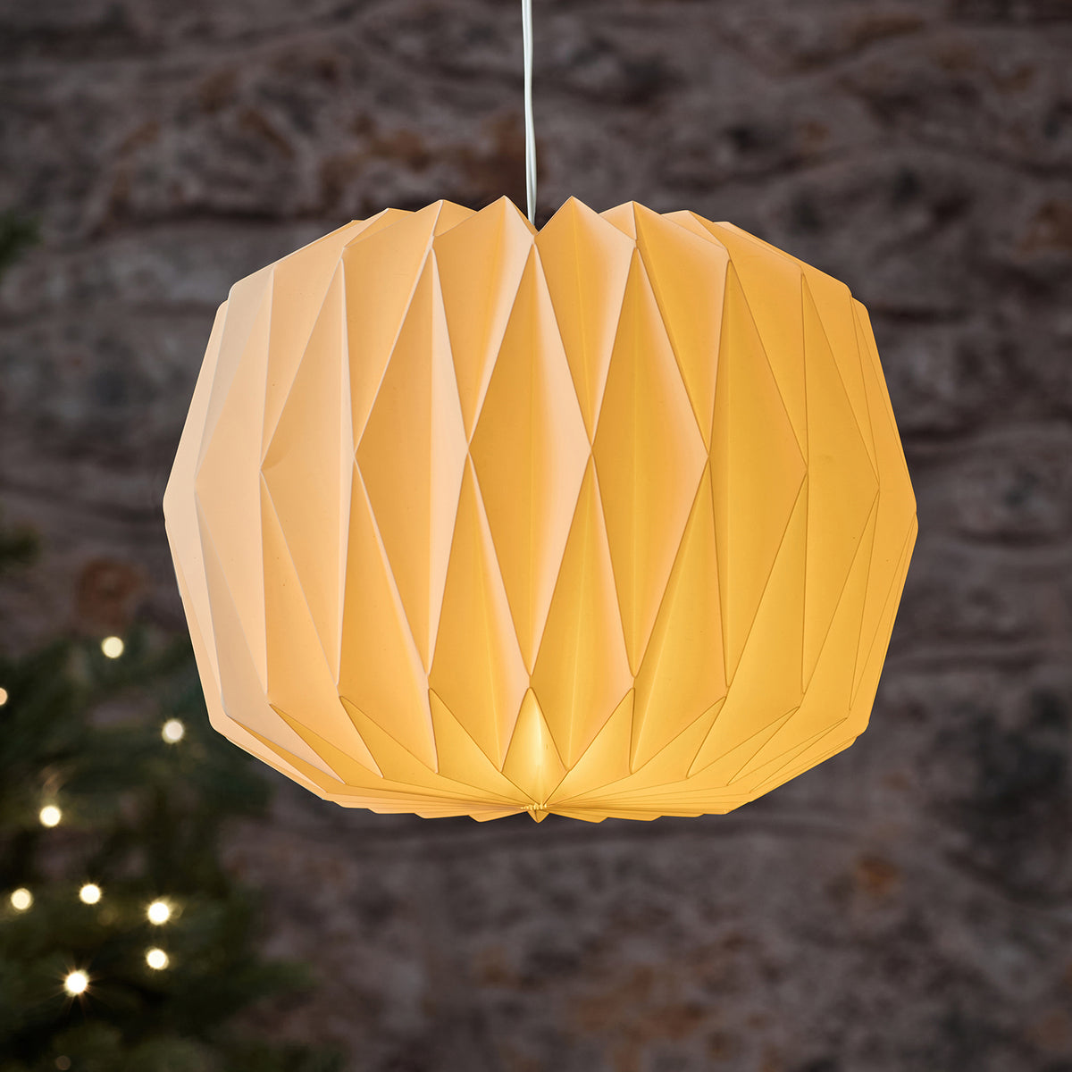 Suspension Lumineuse en Papier d’Extérieur à Piles