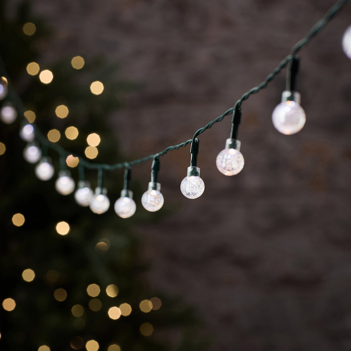 Guirlande Lumineuse d’Extérieur à 50 Baies Bulles Bicolores sur Câble Vert
