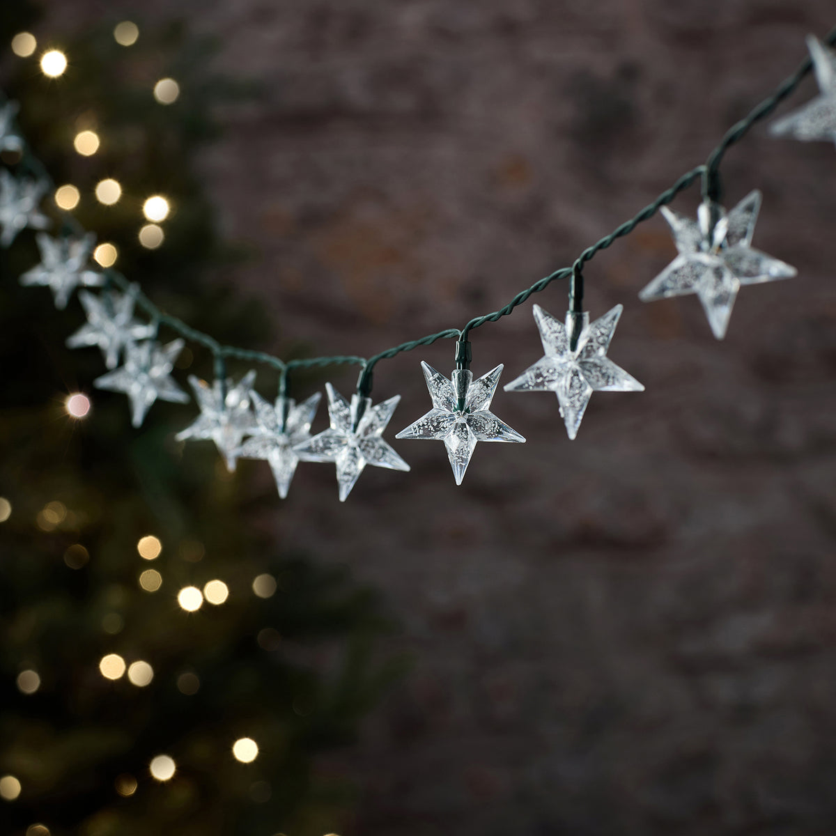 Guirlande Lumineuse d’Extérieur à 50 Étoiles Bulles Bicolores sur Câble Vert