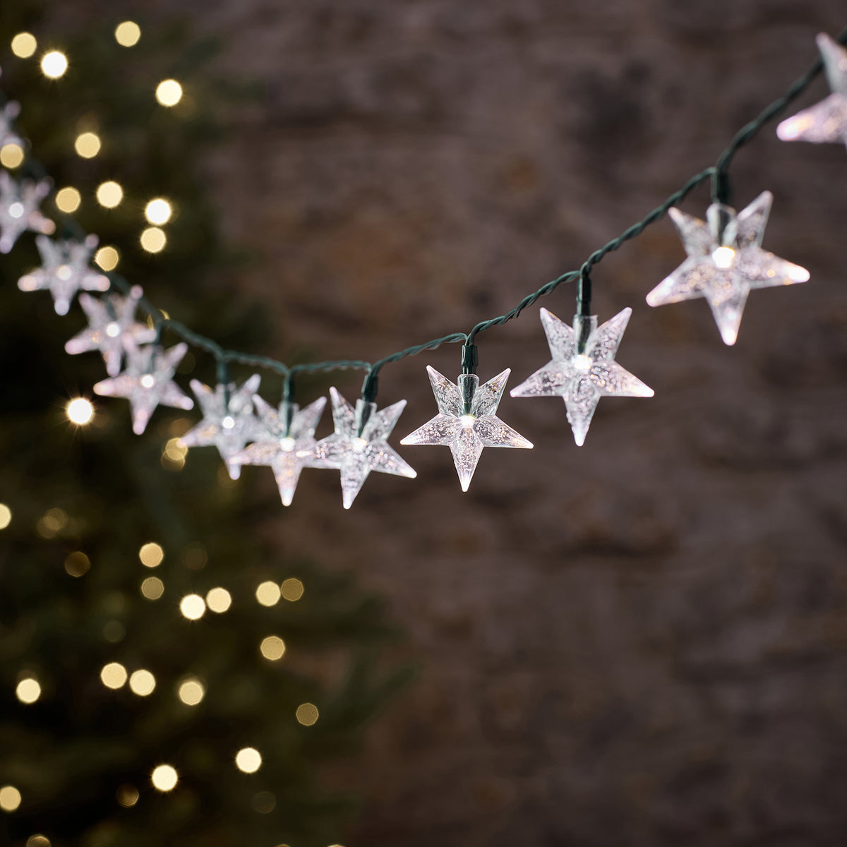 Guirlande Lumineuse d’Extérieur à 50 Étoiles Bulles Bicolores sur Câble Vert