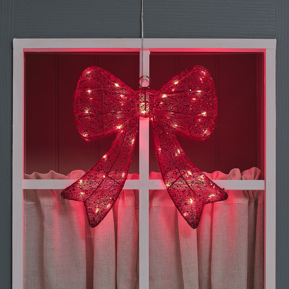 Nœud de Noël Lumineux Rouge de 35 cm