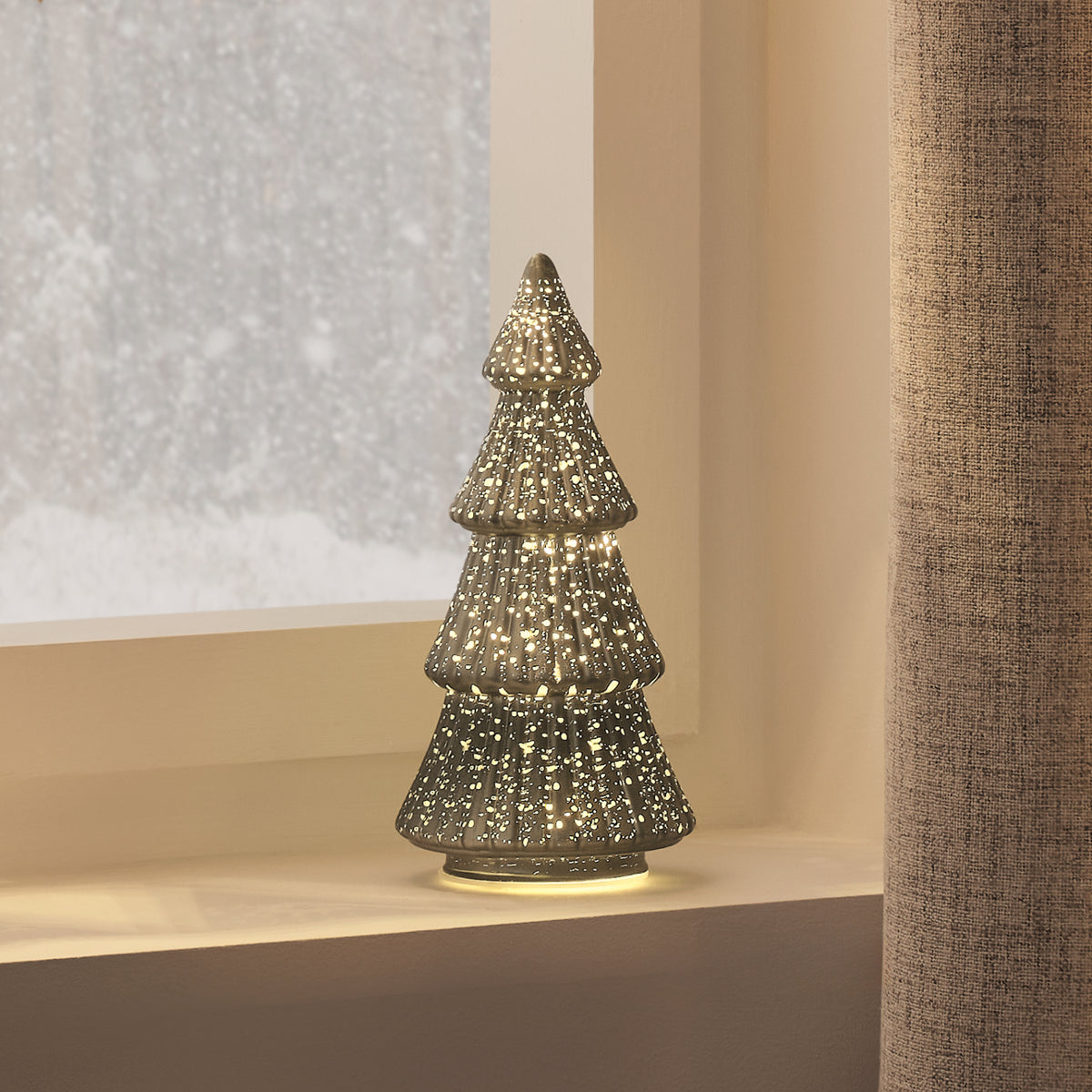 Sapin de Noël Lumineux en Verre Finition Mercure