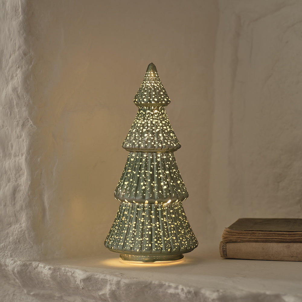 Sapin de Noël Lumineux en Verre Finition Mercure