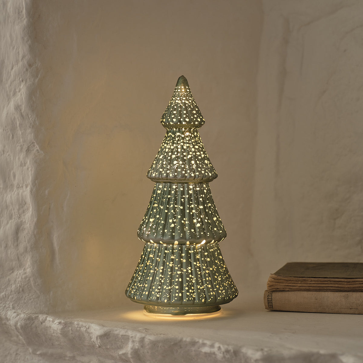 Sapin de Noël Lumineux en Verre Finition Mercure