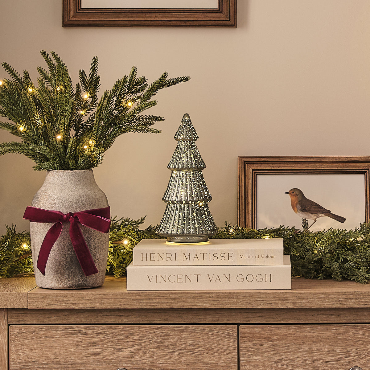 Sapin de Noël Lumineux en Verre Finition Mercure