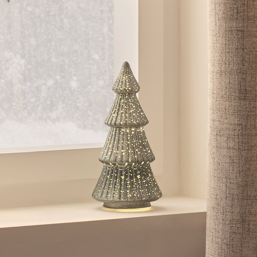 Sapin de Noël Lumineux en Verre Finition Mercure