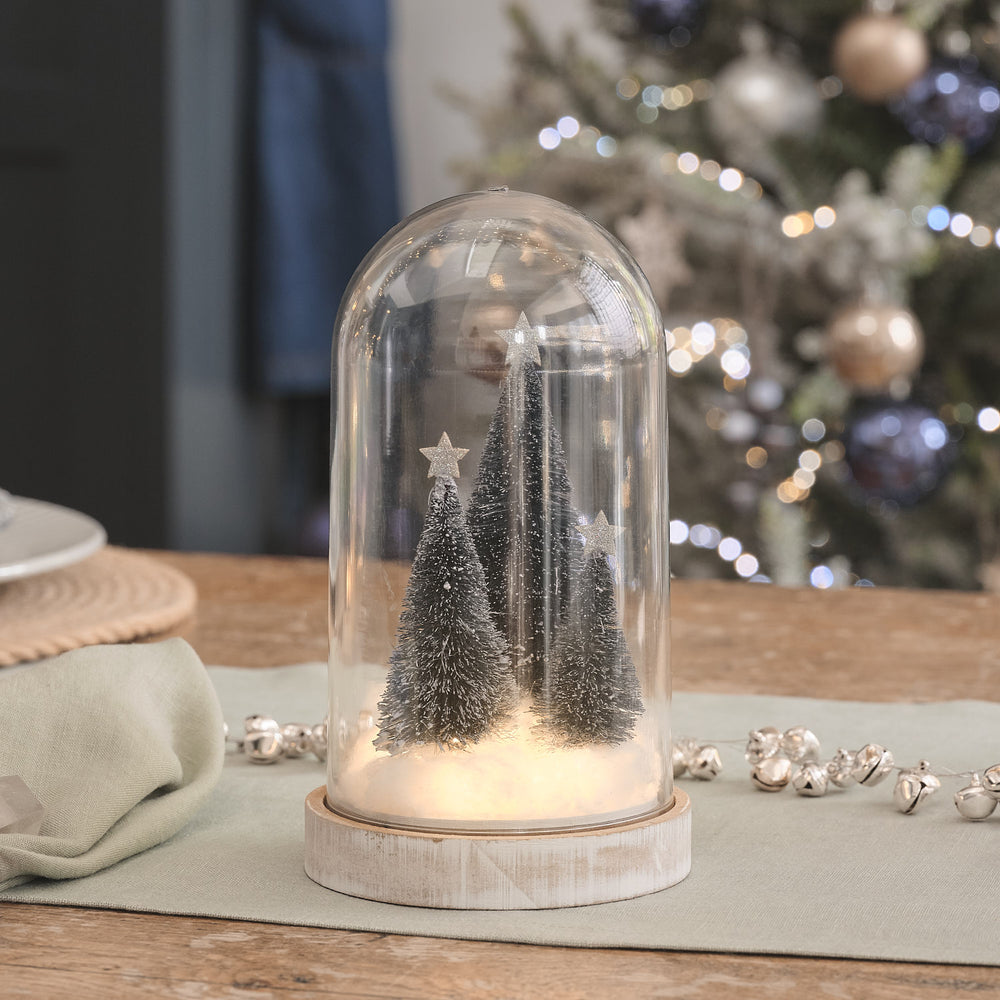 Cloche en Verre avec Sapin de Noël Enneigé