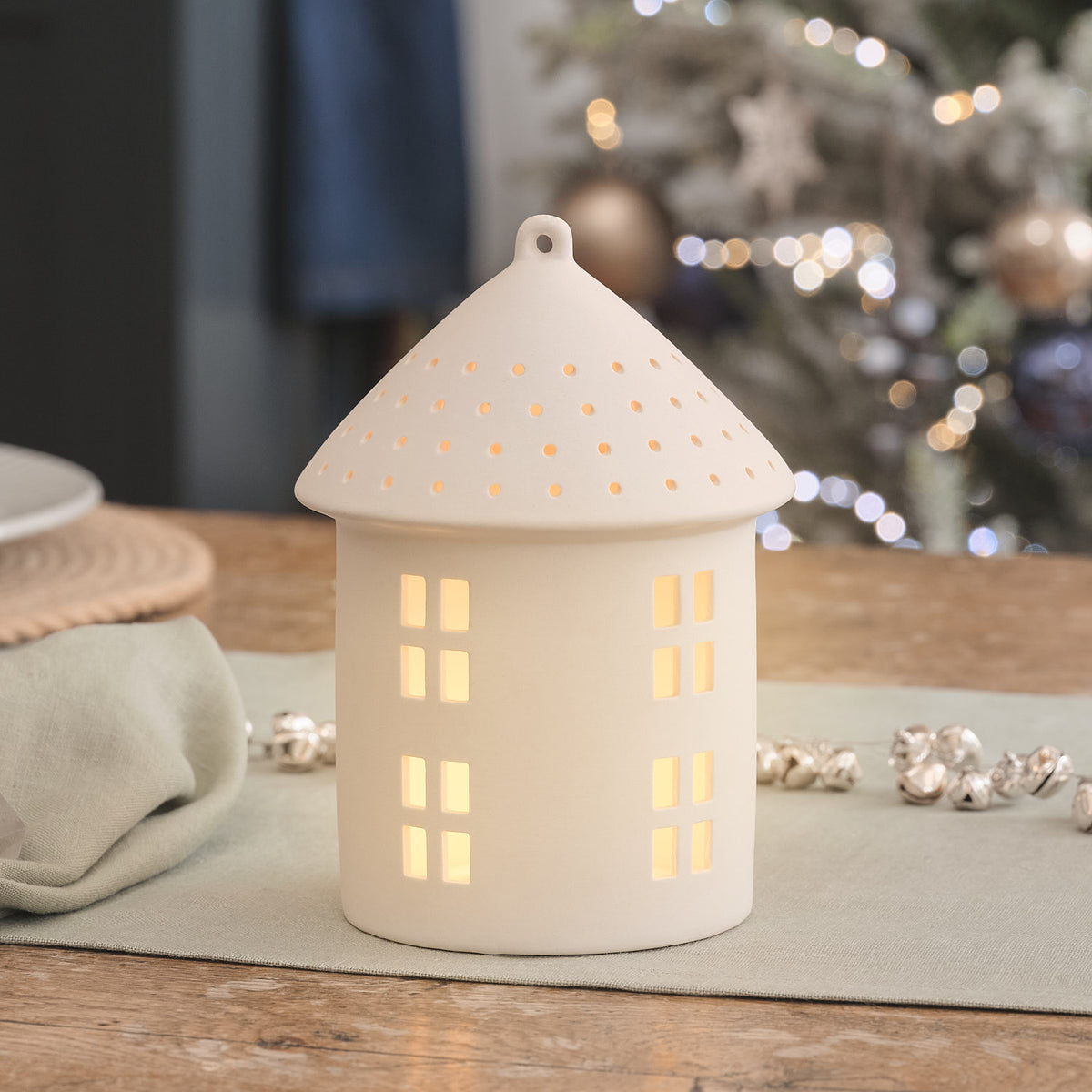 Maisonnette Lumineuse en Porcelaine Blanche de 16,2 cm