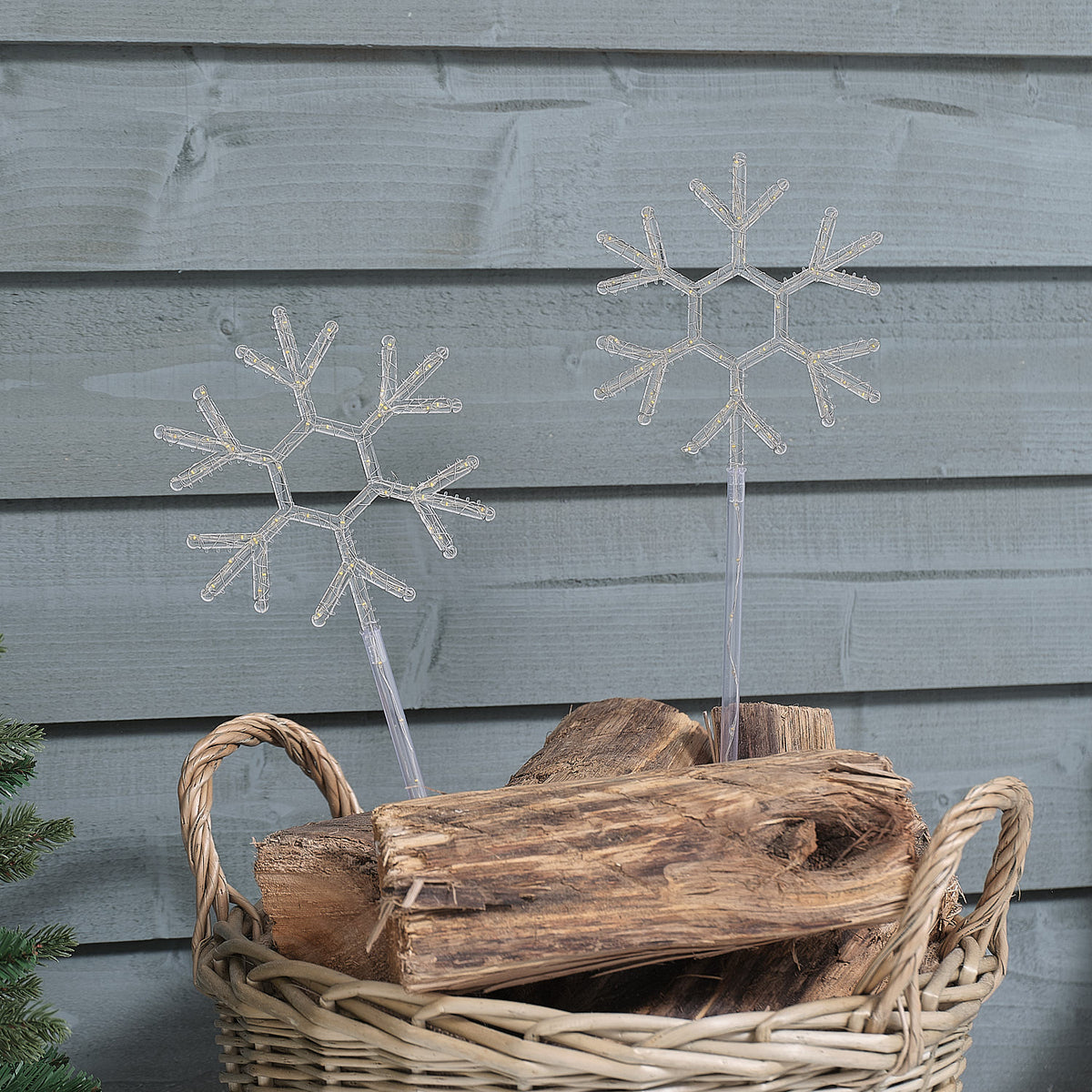 Lot de 2 Balises Flocons de Neige Lumineux à Planter