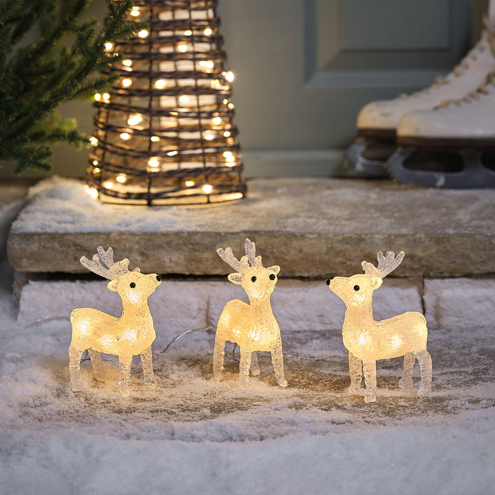 Lot de 3 Rennes Lumineux de Noël d’Extérieur en Acrylique