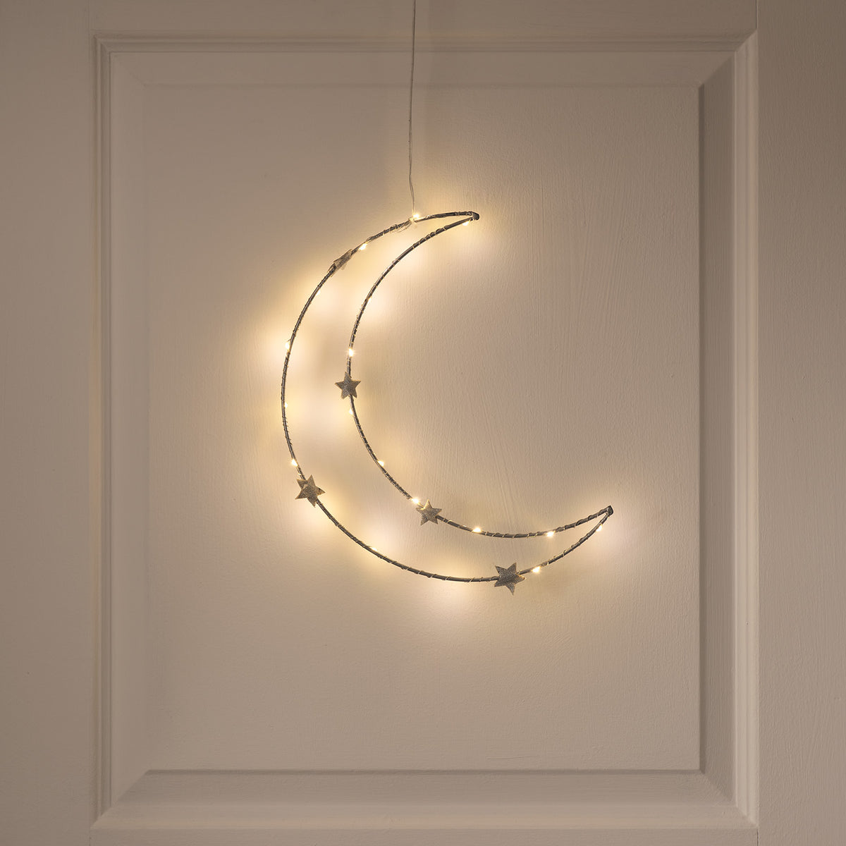Décoration Lune Lumineuse Ornée d’Étoiles à Suspendre